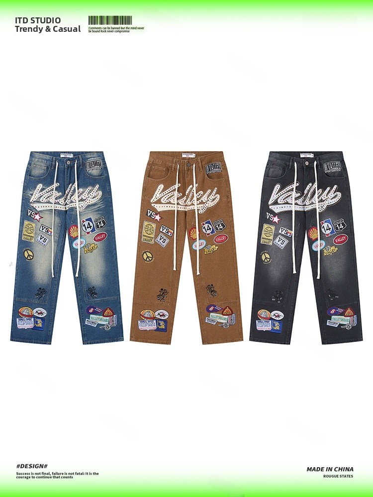 Valley Streetwear Brand - VALLEY Embroidered Loose High Street Diamond