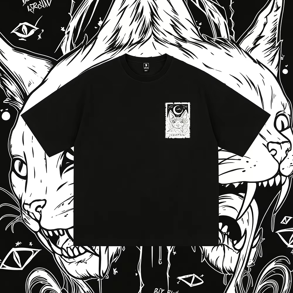 THE MOON Cat ​​Tattoo Style Tr - Streetwear Brand Cat review and price