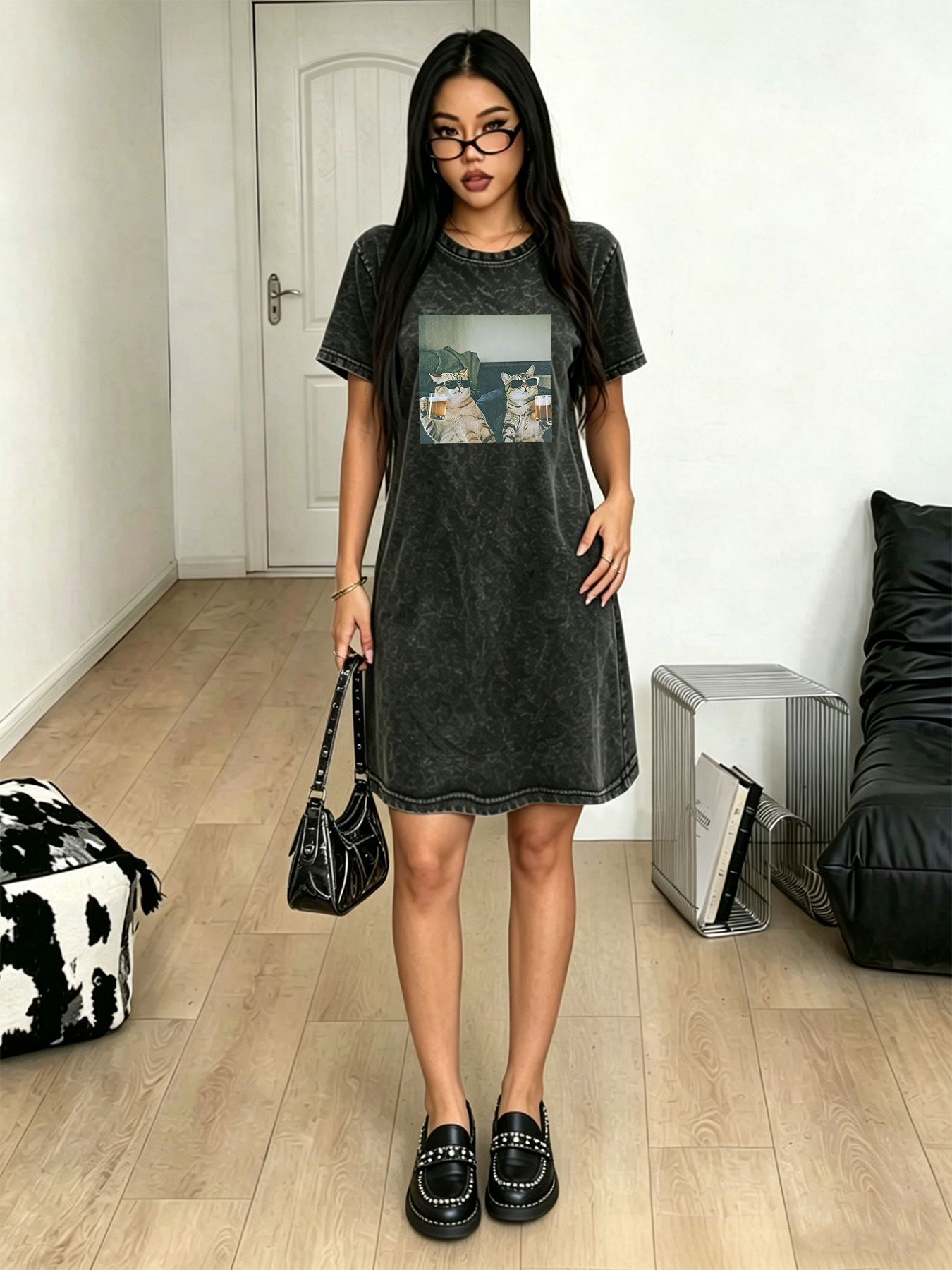 Vintage Washed Distressed T-sh - Streetwear Brand Cat review and price